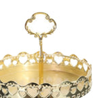 Double Layer Pastry Tray Decorative Copper Gold Biscuits Dessert Display Plate for Wedding Hollowed Out Love Heart