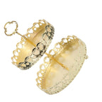 Double Layer Pastry Tray Decorative Copper Gold Biscuits Dessert Display Plate for Wedding Hollowed Out Love Heart