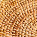 Hand Woven Round Rattan Serving Tray Bread Fruit Dessert Snack Basket with Handles Diameter 22cm Height 3cm
