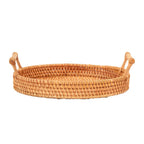 Hand Woven Round Rattan Serving Tray Bread Fruit Dessert Snack Basket with Handles 3 Piece Set
