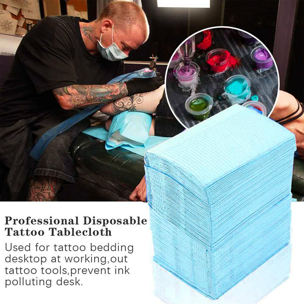 125PCS Tattoo Clean Pad Good Absorption Thick Cloth Disposable Tattoo Tablecloth for Tattooist Blue