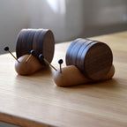Wood Mug Coaster Heat Insulation Cute Snail Shape 5pcs Wooden Round Coasters with Magnet