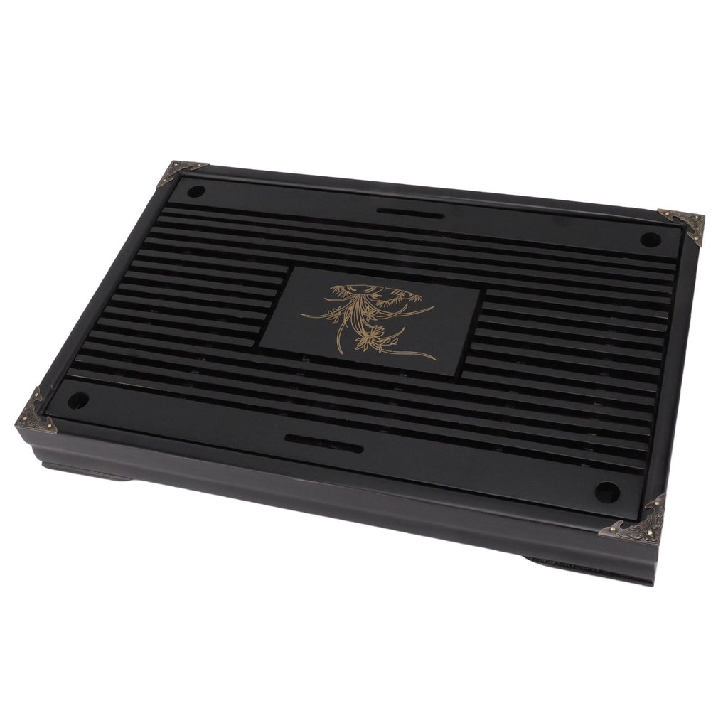Gongfu Tea Tray Water Storage Drainage Home Decoration Ornament Serving Tray for Office Black