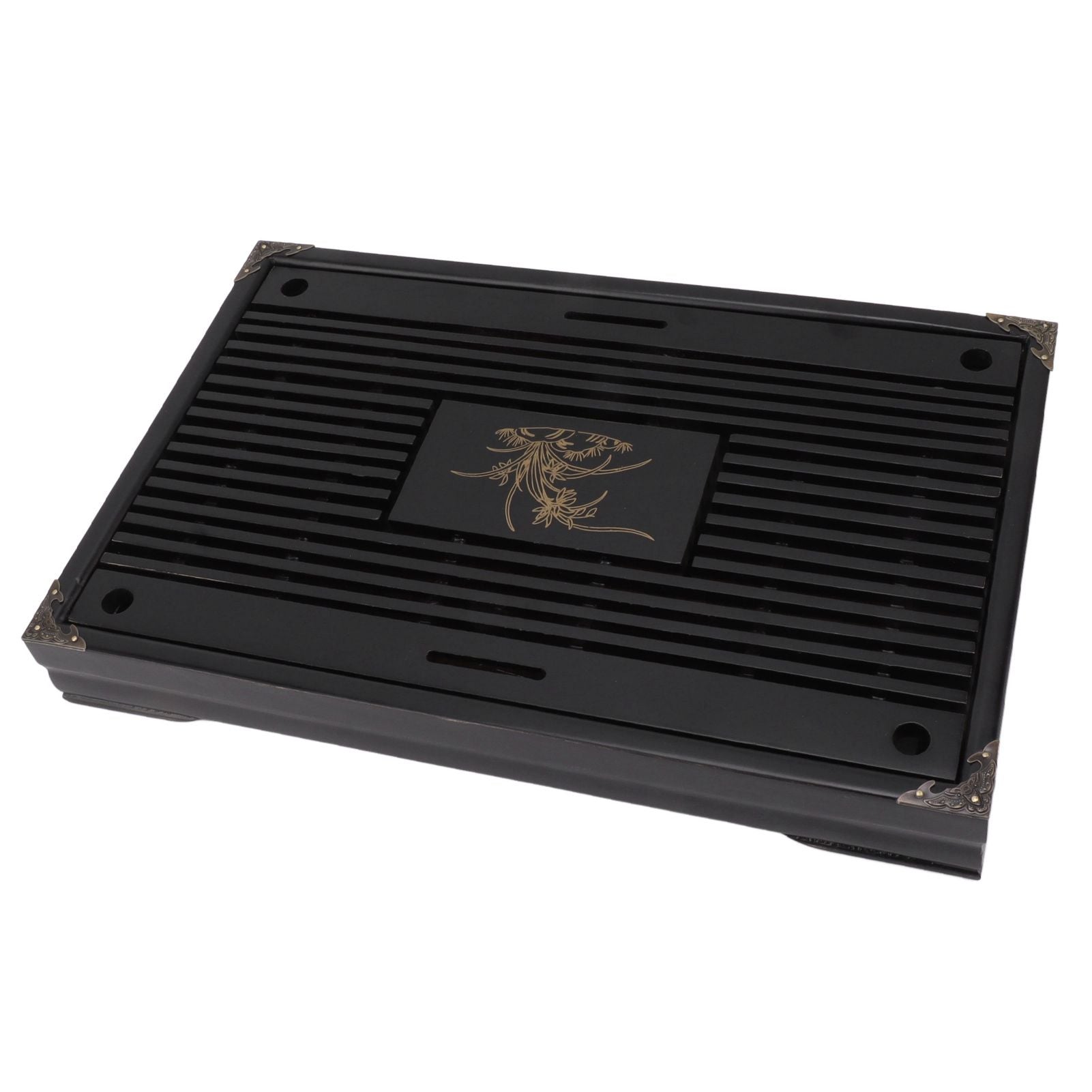 Gongfu Tea Tray Water Storage Drainage Home Decoration Ornament Serving Tray for Office Black