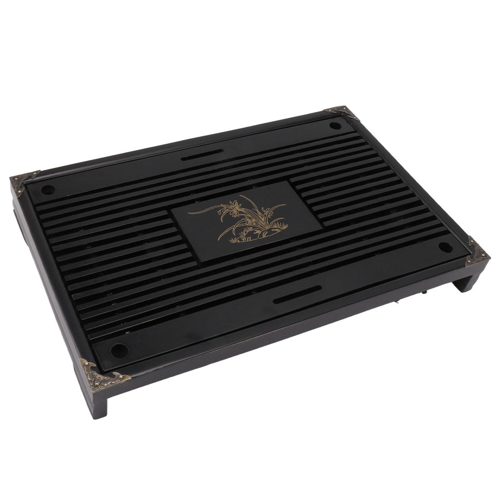 Gongfu Tea Tray Water Storage Drainage Home Decoration Ornament Serving Tray for Office Black