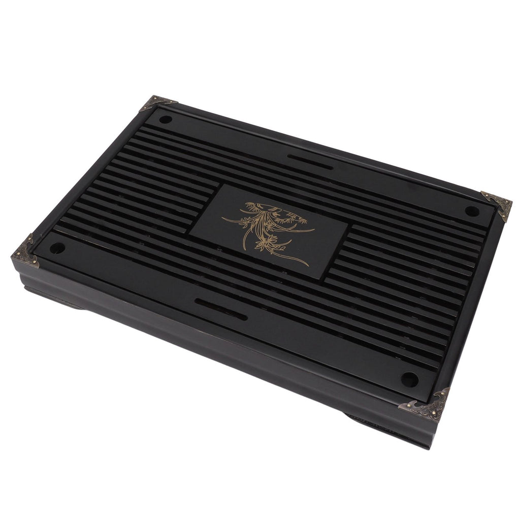 Gongfu Tea Tray Water Storage Drainage Home Decoration Ornament Serving Tray for Office Black