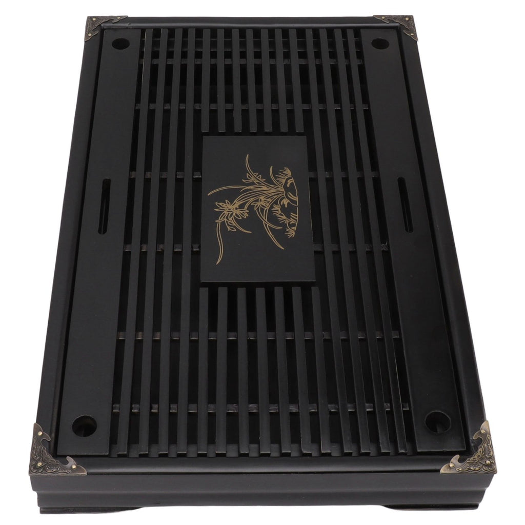 Gongfu Tea Tray Water Storage Drainage Home Decoration Ornament Serving Tray for Office Black