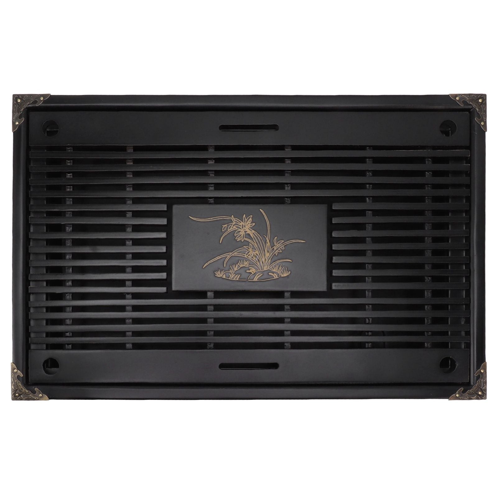 Gongfu Tea Tray Water Storage Drainage Home Decoration Ornament Serving Tray for Office Black