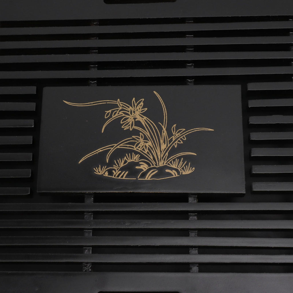 Gongfu Tea Tray Water Storage Drainage Home Decoration Ornament Serving Tray for Office Black