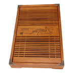 Kungfu Tea Tray Chinese Gongfu Tea Tray Drainage Water Storage Wood Tea Table with Drain Pipe Yellow Orchid