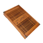 Kungfu Tea Tray Chinese Gongfu Tea Tray Drainage Water Storage Wood Tea Table with Drain Pipe Yellow Orchid