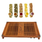 Kungfu Tea Tray Chinese Gongfu Tea Tray Drainage Water Storage Wood Tea Table with Drain Pipe Yellow Orchid