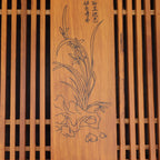 Kungfu Tea Tray Chinese Gongfu Tea Tray Drainage Water Storage Wood Tea Table with Drain Pipe Yellow Orchid