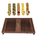 Kungfu Tea Tray Chinese Gongfu Tea Tray Drainage Water Storage Wood Tea Table with Drain Pipe Light Black Orchid