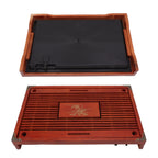 Chinese Style Kongfu Tea Tray Wooden Teaboard Drainage Water Storage Serving Tray Orchid Pattern Dark Red