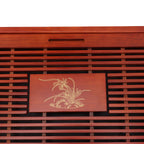 Chinese Style Kongfu Tea Tray Wooden Teaboard Drainage Water Storage Serving Tray Orchid Pattern Dark Red