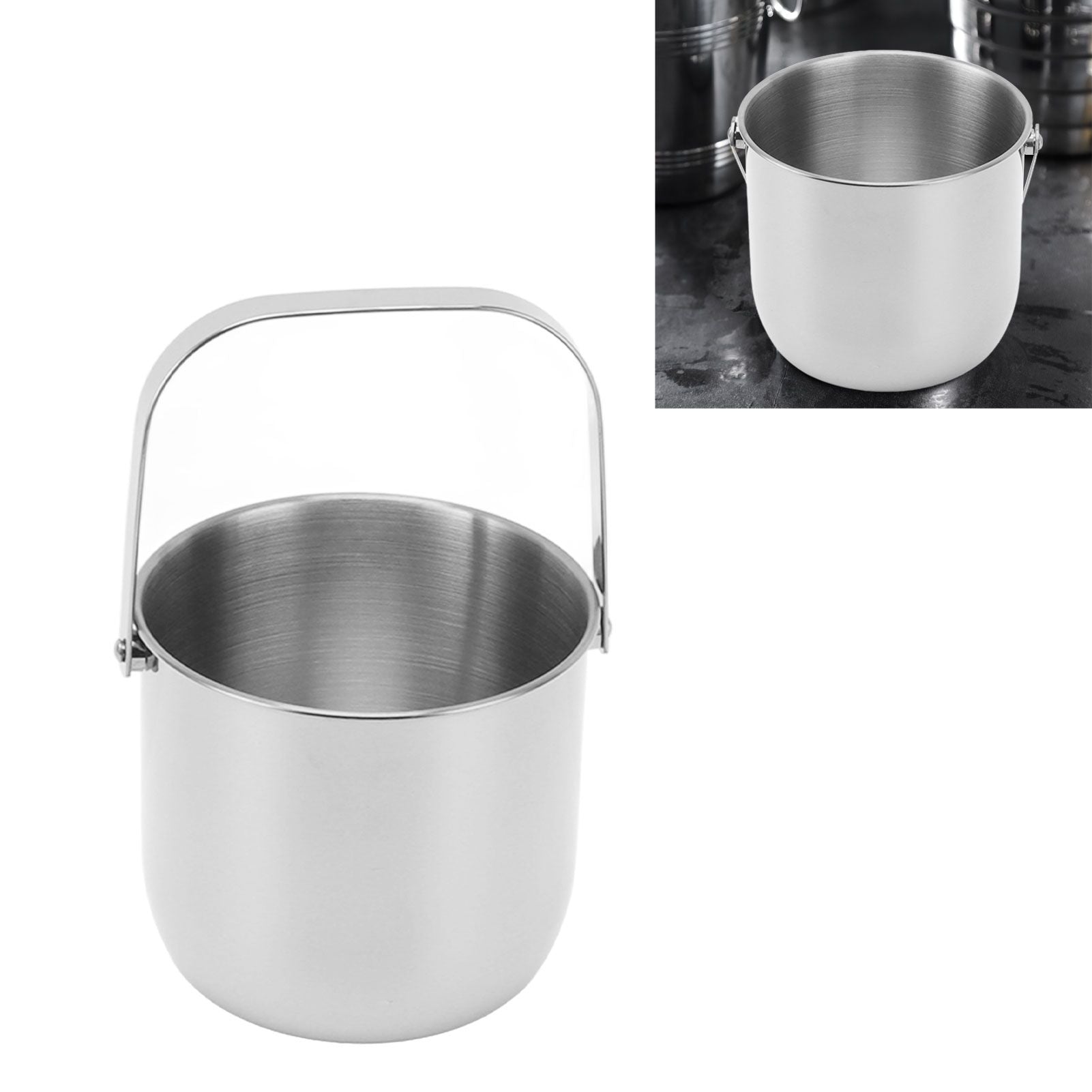 KTV Bar Commercial Thickened Ice Bucket Stainless Steel Double Insulation Ice Bucket Wine Champagne Beer Ice Bucket Silver