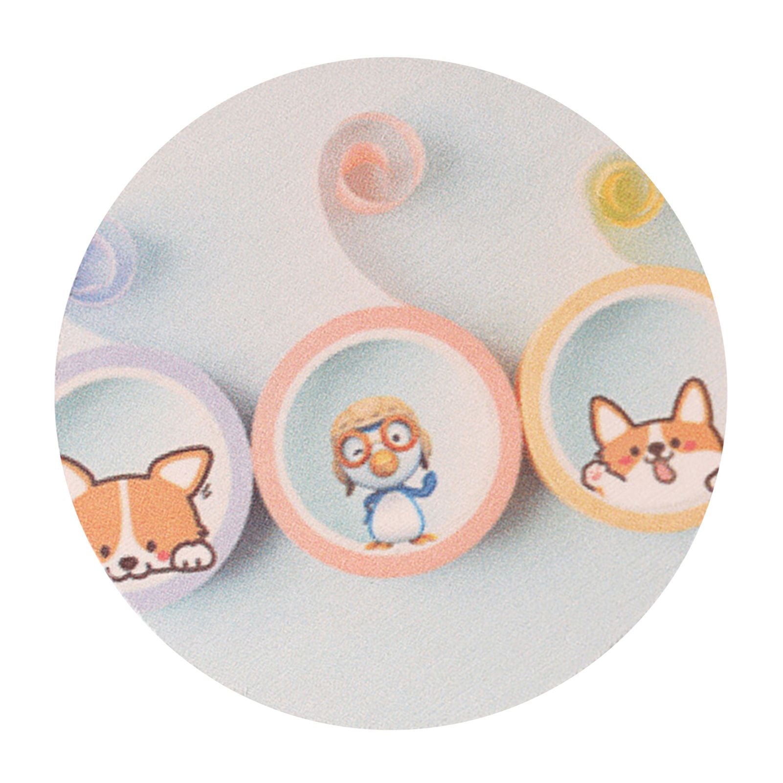 Round Cartoon Diatom Mud Coaster Water Absorbent Coaster Cutlery Insulation Anti Scalding Pad Marble Table Decor Flying Penguin