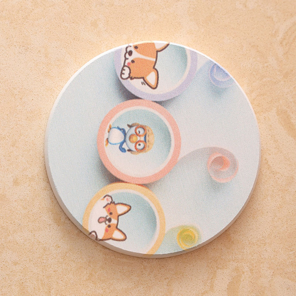 Round Cartoon Diatom Mud Coaster Water Absorbent Coaster Cutlery Insulation Anti Scalding Pad Marble Table Decor Flying Penguin