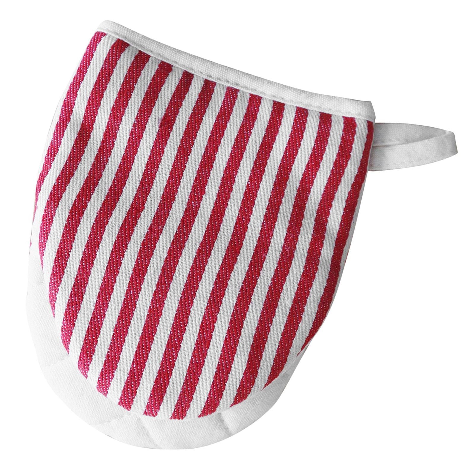 Microwave Oven Gloves Heat Resistant Stripe Pattern Thick Cotton Oven Mitts with Lanyard Red