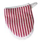 Microwave Oven Gloves Heat Resistant Stripe Pattern Thick Cotton Oven Mitts with Lanyard Red
