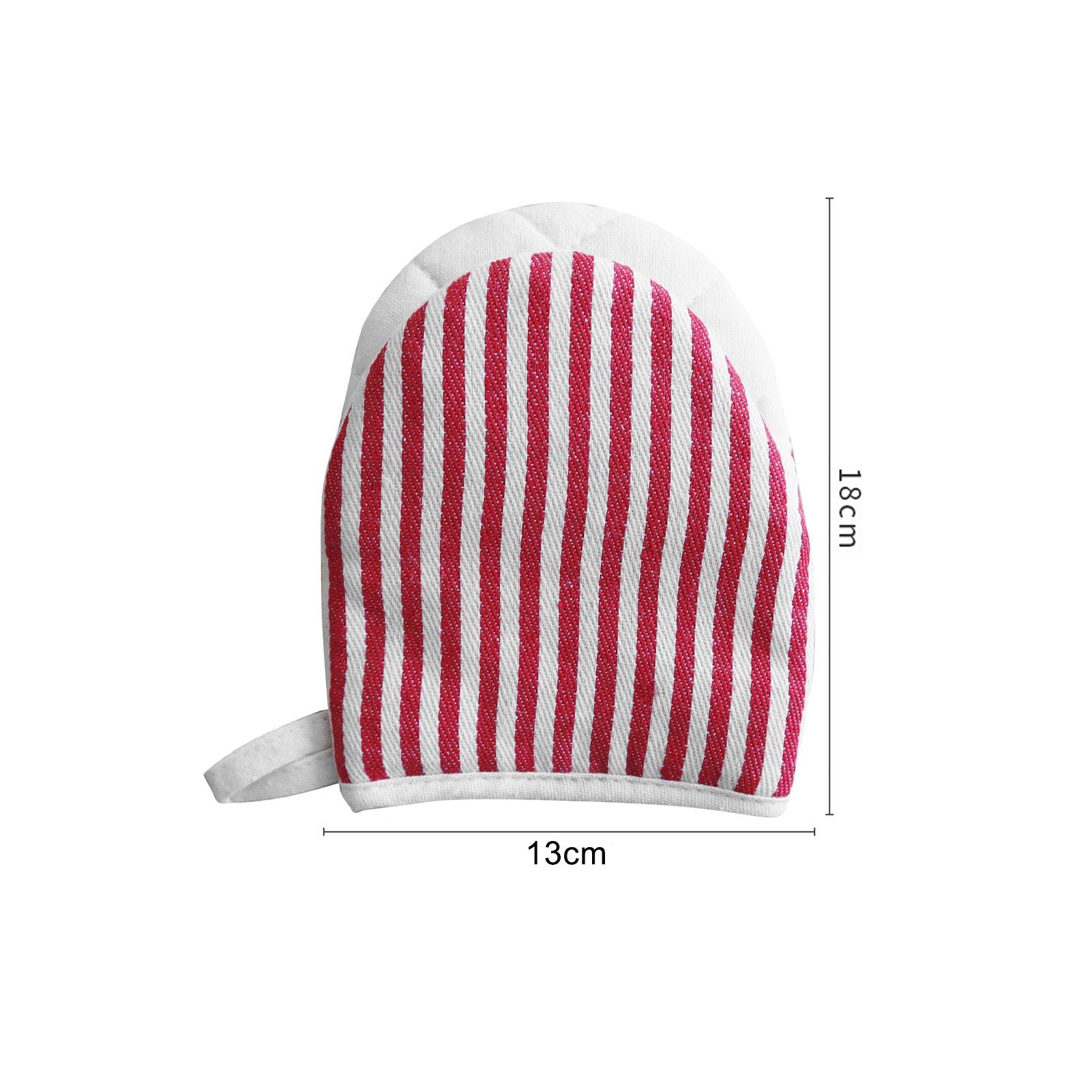 Microwave Oven Gloves Heat Resistant Stripe Pattern Thick Cotton Oven Mitts with Lanyard Red