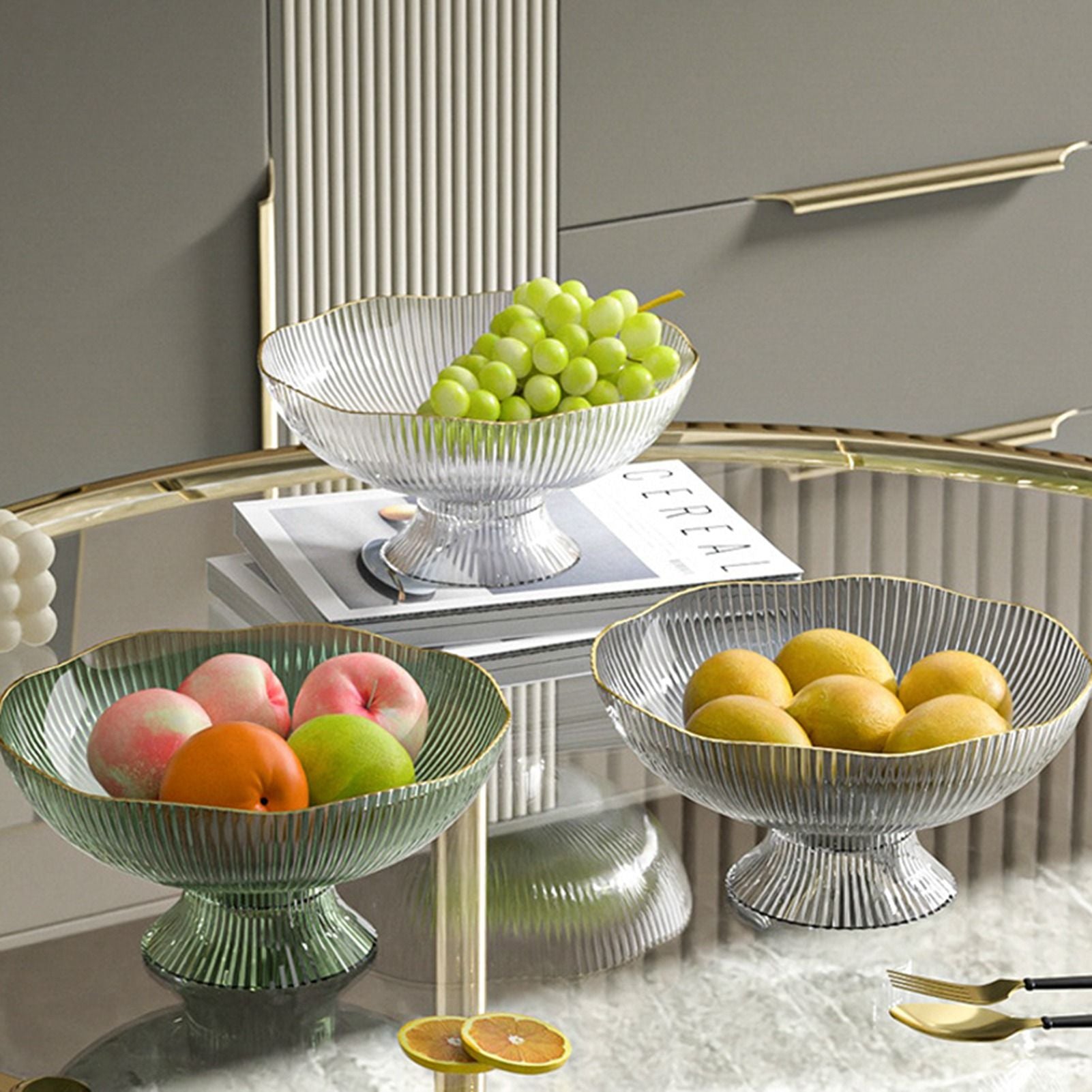 Plastic Footed Fruit Plate with Draining Hole Detachable Base Household Living Room Coffee Table Fruit Candy Snack Display Plate Transparent