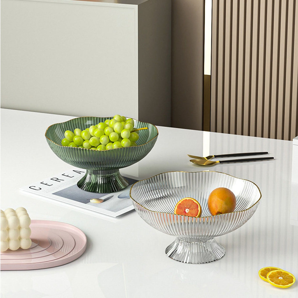 Plastic Footed Fruit Plate with Draining Hole Detachable Base Household Living Room Coffee Table Fruit Candy Snack Display Plate Transparent