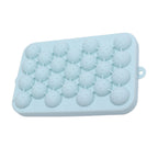 25 Grid Ice Cube Tray Easy Release Silicone Ice Ball Maker Mold Mini Round Ice Sphere Tray with Lid Blue