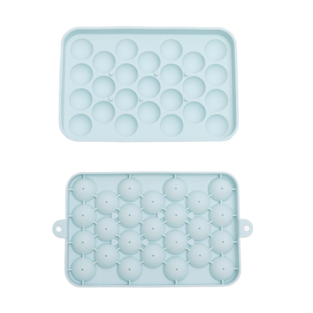 25 Grid Ice Cube Tray Easy Release Silicone Ice Ball Maker Mold Mini Round Ice Sphere Tray with Lid Blue