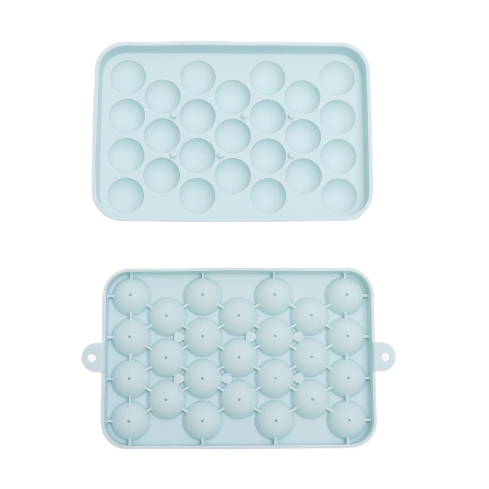 25 Grid Ice Cube Tray Easy Release Silicone Ice Ball Maker Mold Mini Round Ice Sphere Tray with Lid Blue