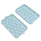 25 Grid Ice Cube Tray Easy Release Silicone Ice Ball Maker Mold Mini Round Ice Sphere Tray with Lid Blue