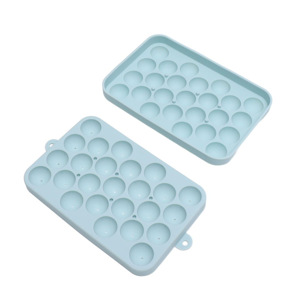 25 Grid Ice Cube Tray Easy Release Silicone Ice Ball Maker Mold Mini Round Ice Sphere Tray with Lid Blue