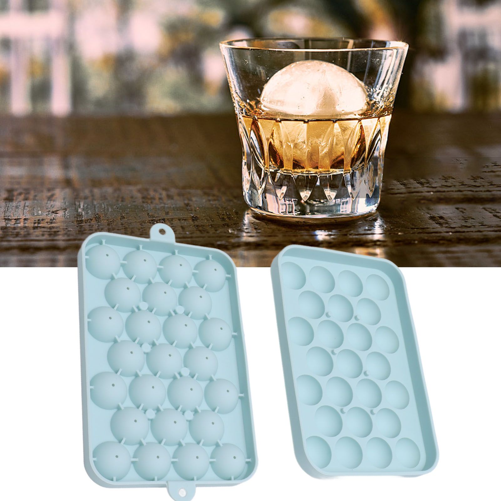 25 Grid Ice Cube Tray Easy Release Silicone Ice Ball Maker Mold Mini Round Ice Sphere Tray with Lid Blue
