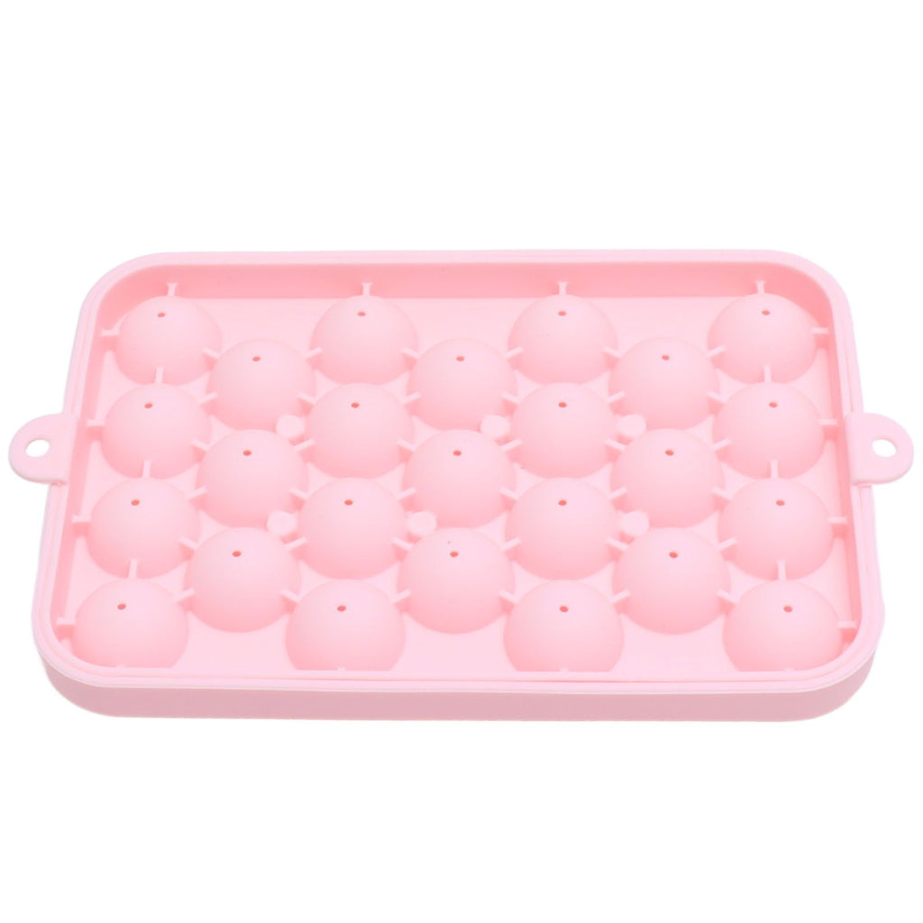 25 Grid Ice Cube Tray Easy Release Silicone Ice Ball Maker Mold Mini Round Ice Sphere Tray with Lid Pink