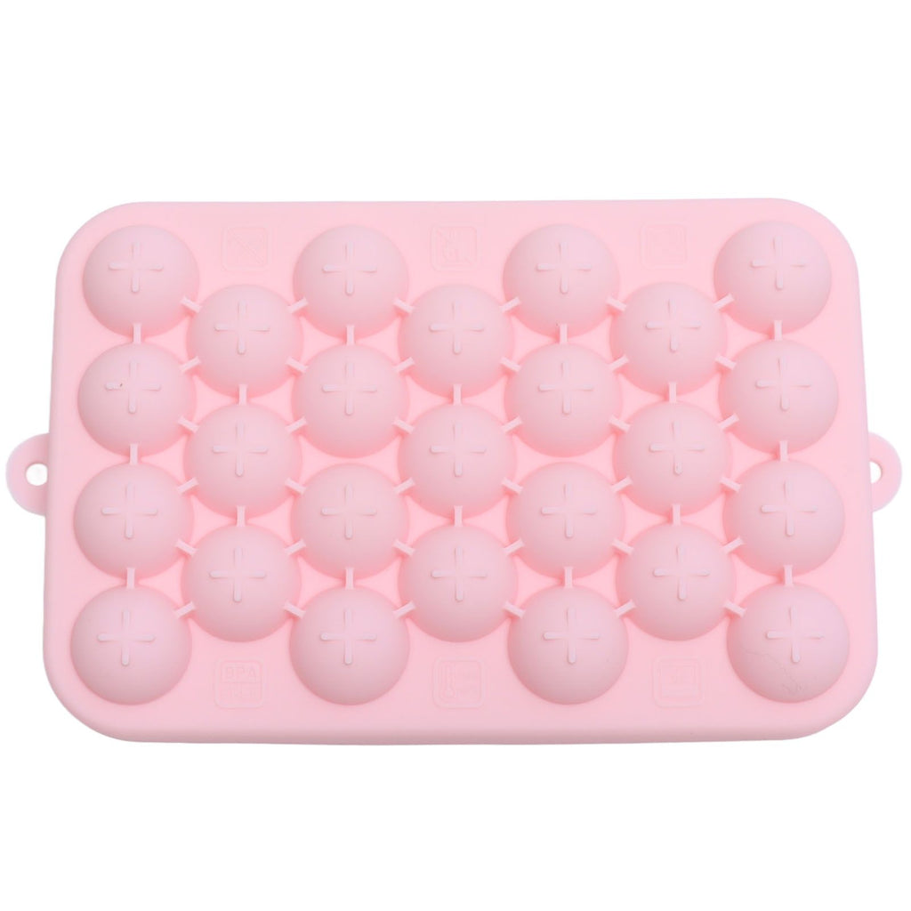 25 Grid Ice Cube Tray Easy Release Silicone Ice Ball Maker Mold Mini Round Ice Sphere Tray with Lid Pink