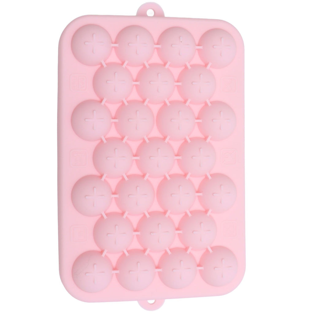 25 Grid Ice Cube Tray Easy Release Silicone Ice Ball Maker Mold Mini Round Ice Sphere Tray with Lid Pink