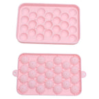 25 Grid Ice Cube Tray Easy Release Silicone Ice Ball Maker Mold Mini Round Ice Sphere Tray with Lid Pink