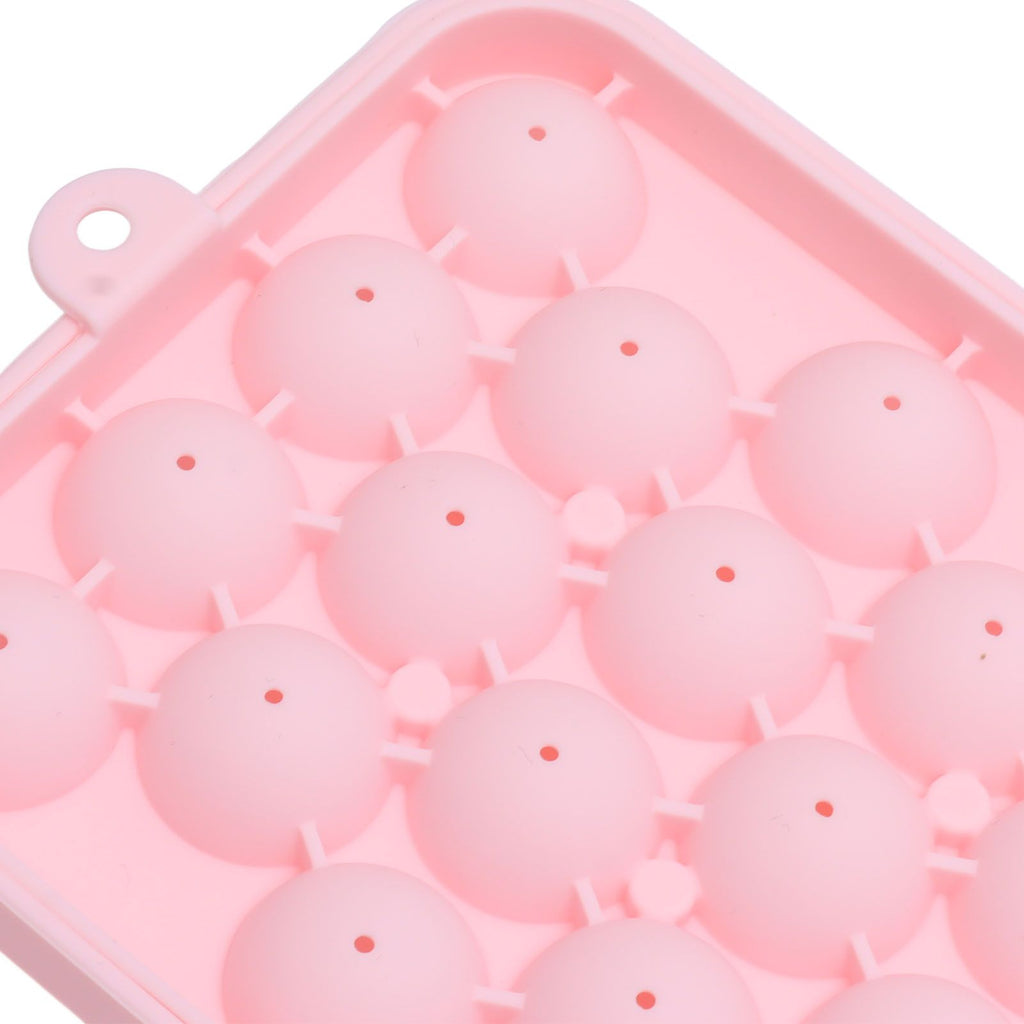 25 Grid Ice Cube Tray Easy Release Silicone Ice Ball Maker Mold Mini Round Ice Sphere Tray with Lid Pink