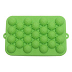 25 Grid Ice Cube Tray Easy Release Silicone Ice Ball Maker Mold Mini Round Ice Sphere Tray with Lid Green