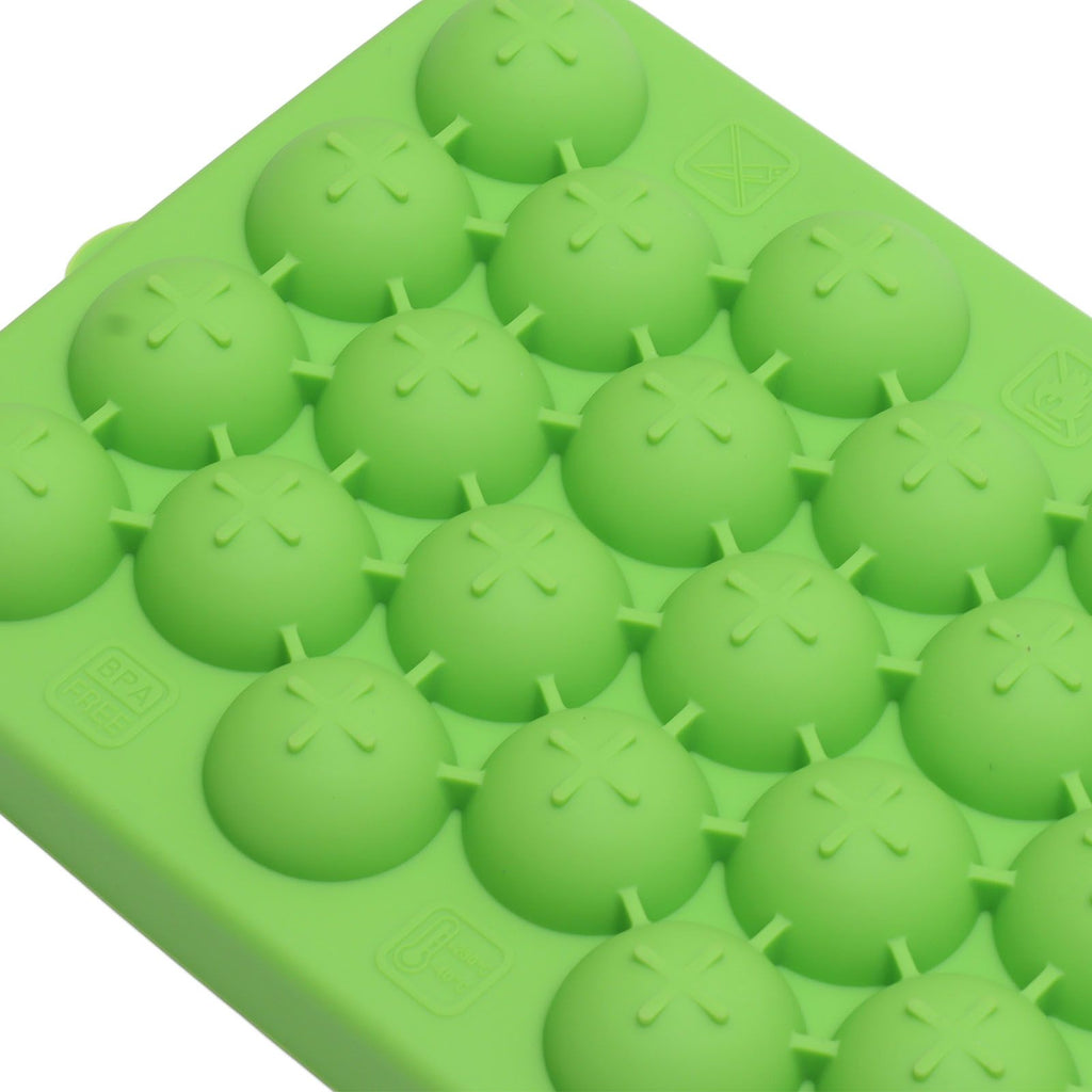 25 Grid Ice Cube Tray Easy Release Silicone Ice Ball Maker Mold Mini Round Ice Sphere Tray with Lid Green