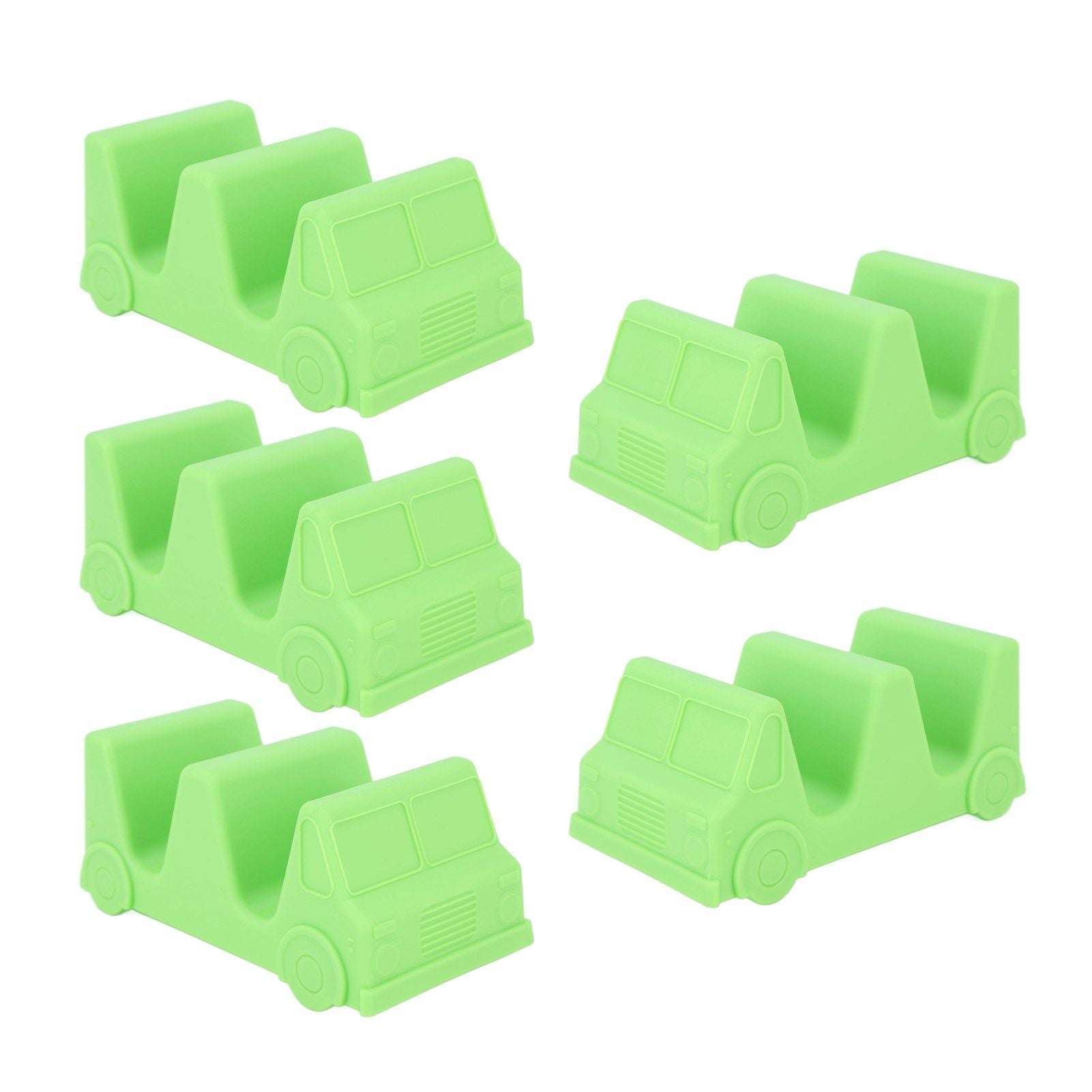 5PCS Taco Holder Stands Set Small Car Shape Wave Shape Taco Tray for Kitchen Restaurant Green
