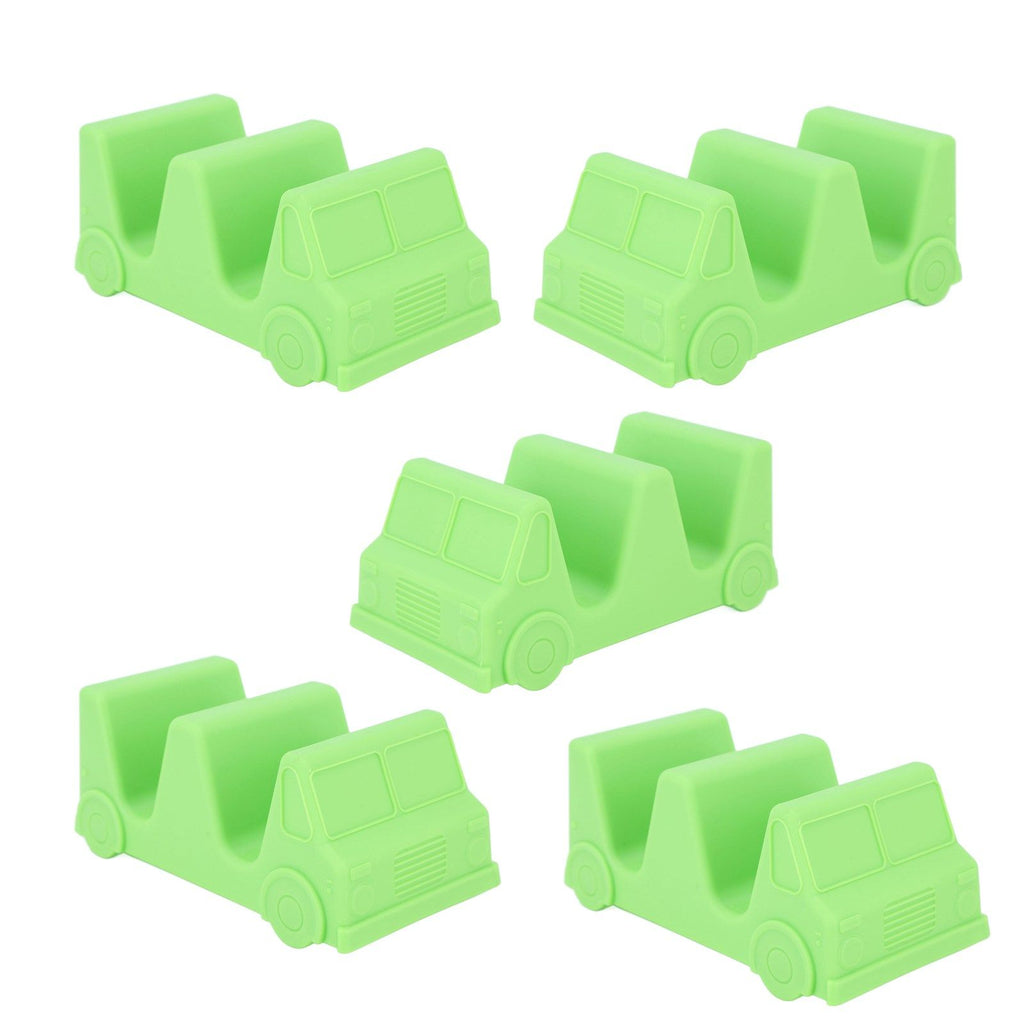 5PCS Taco Holder Stands Set Small Car Shape Wave Shape Taco Tray for Kitchen Restaurant Green