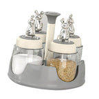 Rotating Spice Rack Salt Shaker with Lid Glass Flavoring Bottle for Kitchen Restaurant Home Gray