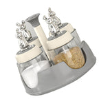 Rotating Spice Rack Salt Shaker with Lid Glass Flavoring Bottle for Kitchen Restaurant Home Gray