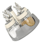Rotating Spice Rack Salt Shaker with Lid Glass Flavoring Bottle for Kitchen Restaurant Home Gray