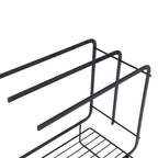 Sponge Holder with Drain Pan Quick Drying Hollow Bottom Rustproof Dishcloth Drying Rack for Kitchen Bathroom Sink Black