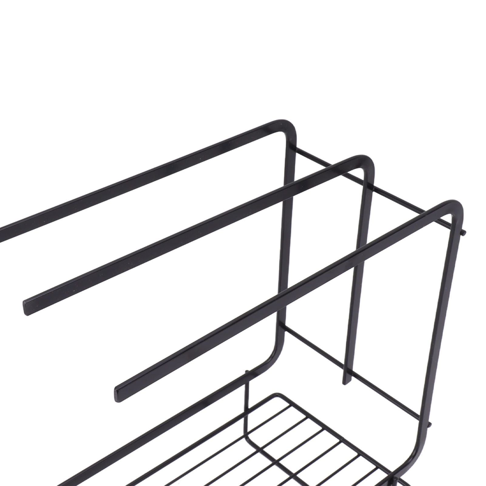 Sponge Holder with Drain Pan Quick Drying Hollow Bottom Rustproof Dishcloth Drying Rack for Kitchen Bathroom Sink Black