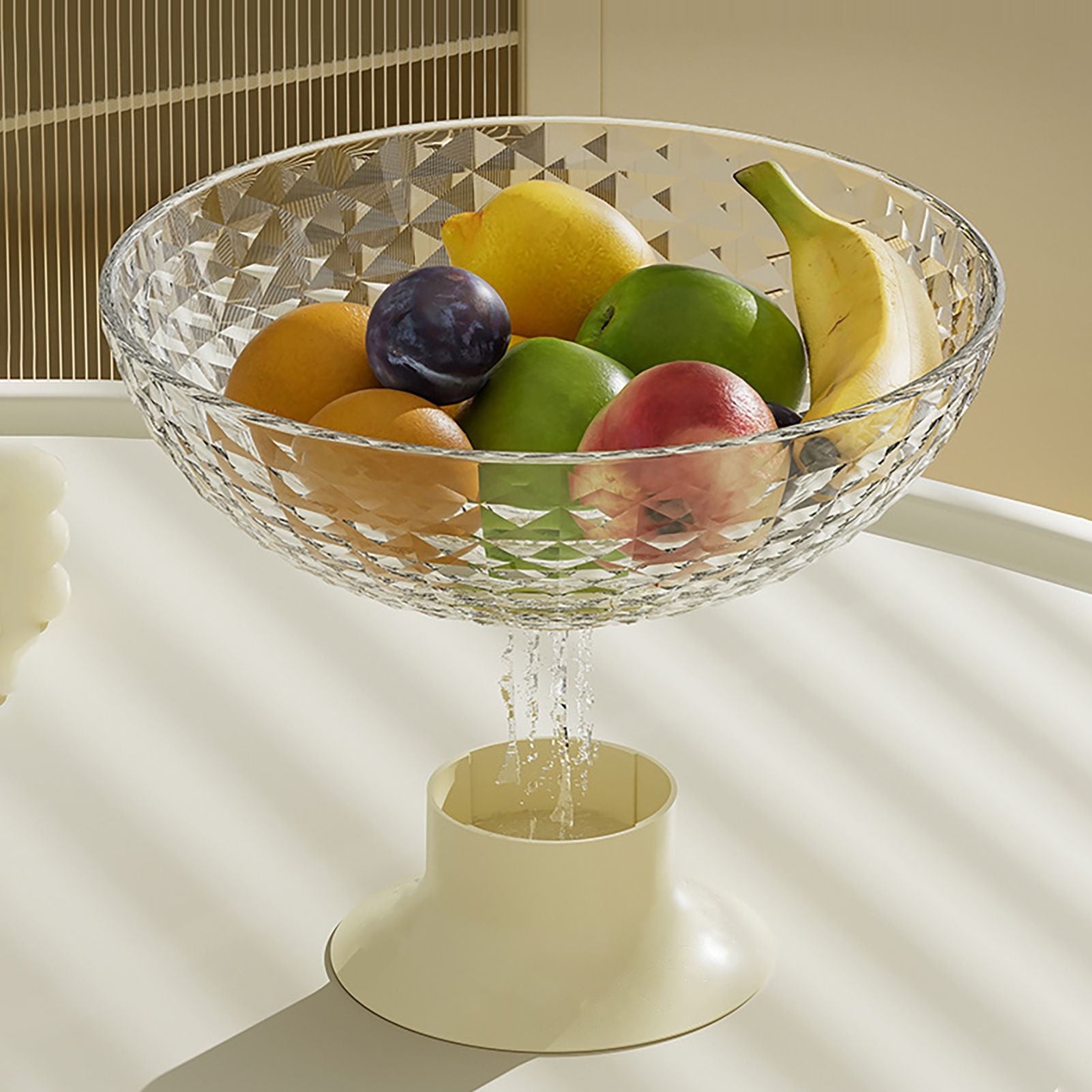 Fruit Tray Plate Holder Plastic Footed Snacks Vegetables Fruits Basket Bowl for Kitchen Counter Dining Room Tables Transparent Color