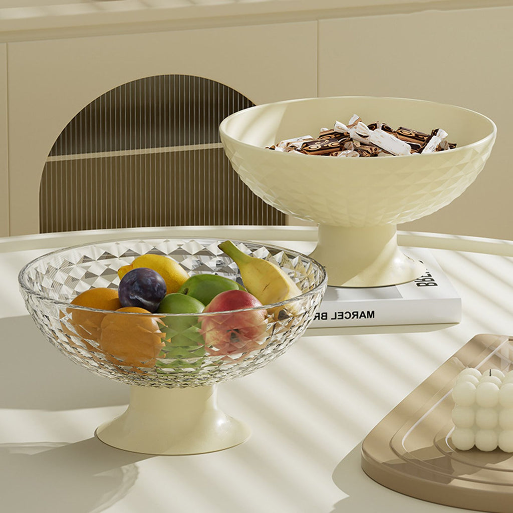 Fruit Tray Plate Holder Plastic Footed Snacks Vegetables Fruits Basket Bowl for Kitchen Counter Dining Room Tables Transparent Color